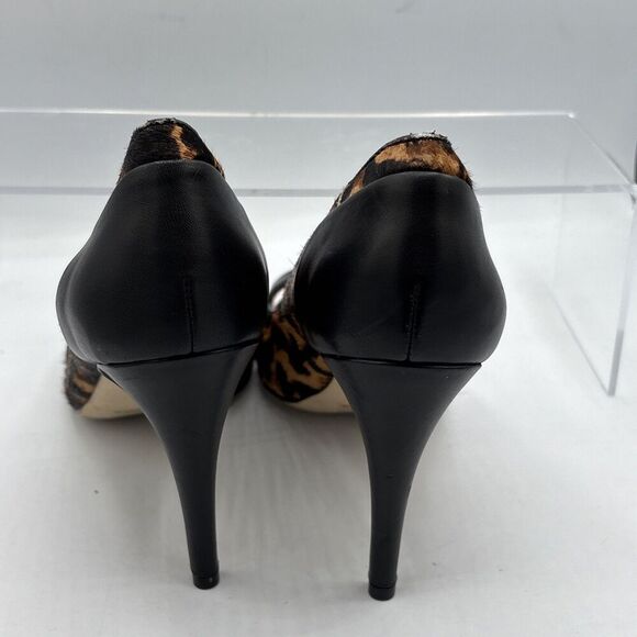 Louise Et Cie Jamesia Leopard Calf Hair Peep Toe Heels Sz 8M Animal Print Chic - Picture 4 of 11